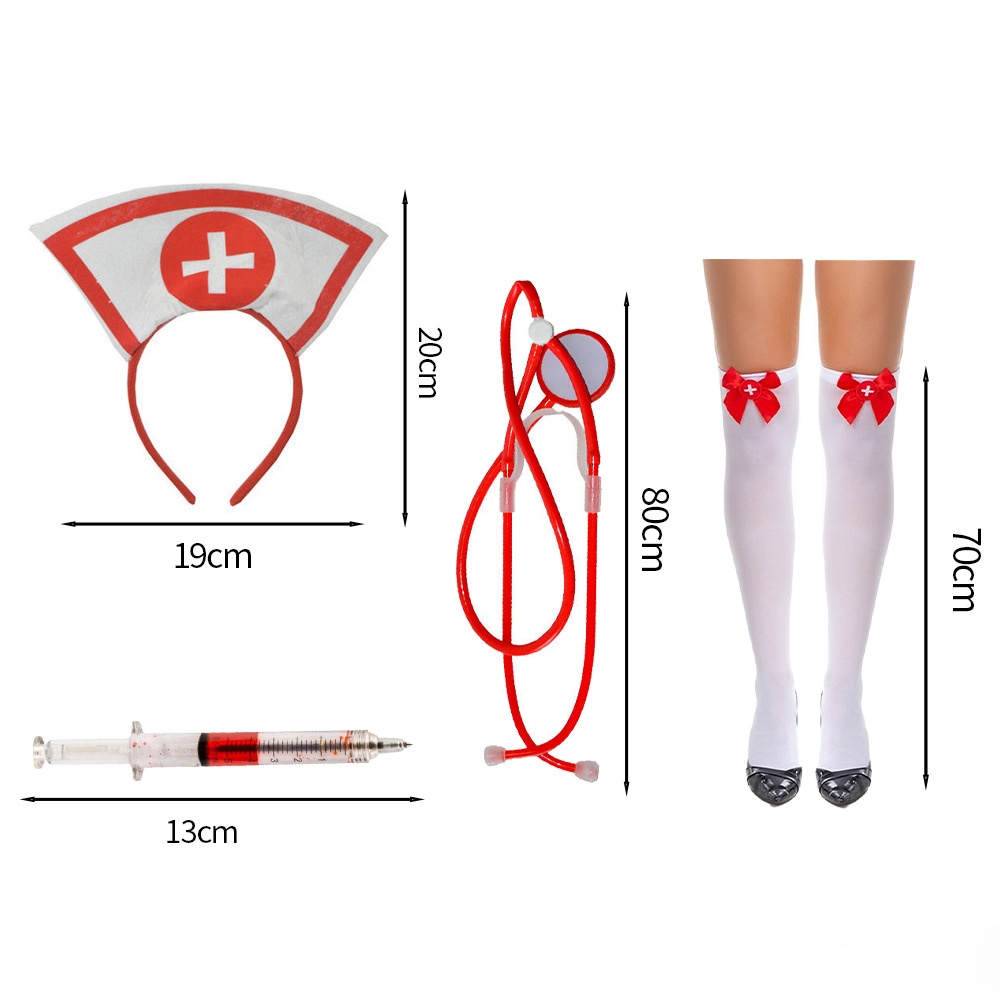4-Piece Halloween Nurse Costume Accessories Set for Themed Events